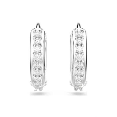 Swarovski Matrix Round Cut Rhodium Plated Hoop Earrings