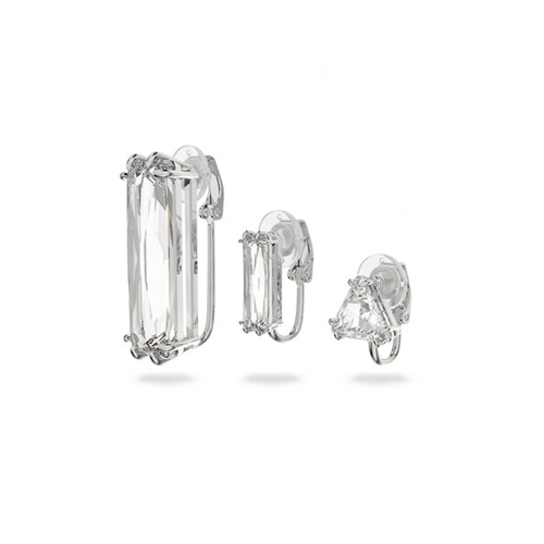 Swarovski Mesmera Clip Earring, Single, Set, Baguette Cut Crystal, White, Rhodium Plated
