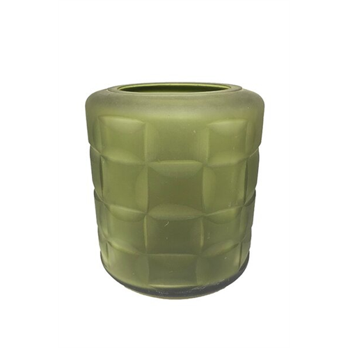 Odel Green Check Coloured Glass Vase