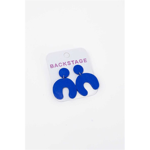 Backstage Polymer Clay Blue Semi Ovel Earring