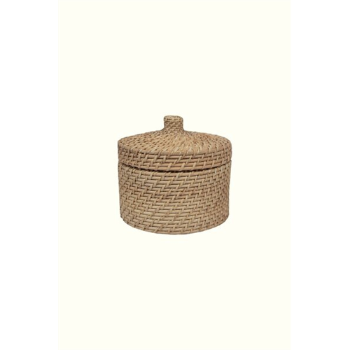Odel Reed Basket With Lid Round Multi Purpose Small 4x6"