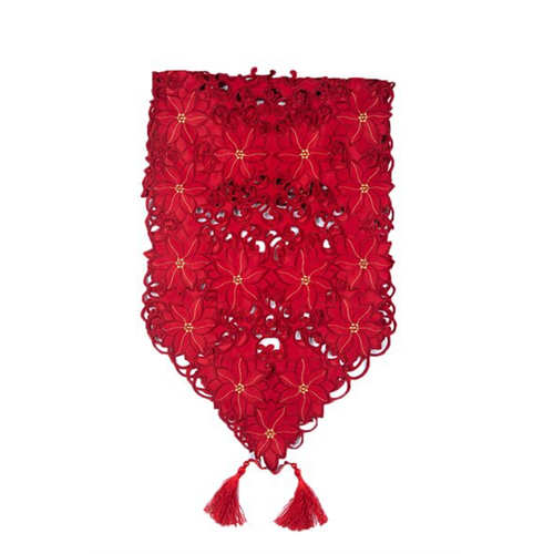 Odel Table Runner Red Floral Cut Work 40*180Cm