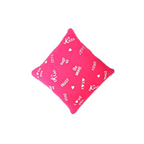 Odel Cushion Cover 18X8 Wording Emb Linen Hot Pink