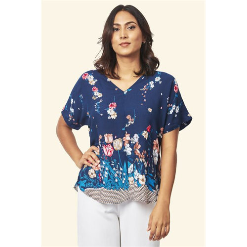 Cotton Collection Cotton Navy Back Tie Top By Coco