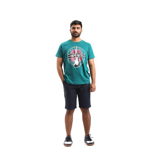 Cotton Collection Solid Color Knit Graphic Printed Crew Neck T shirt by COCO