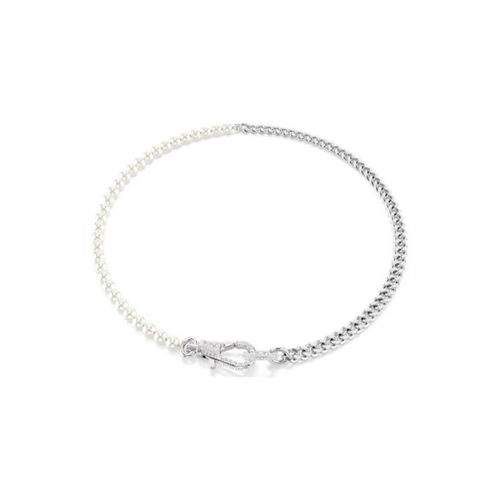 Swarovski Dextera Crystal Pearl Rhodium Plated Necklace