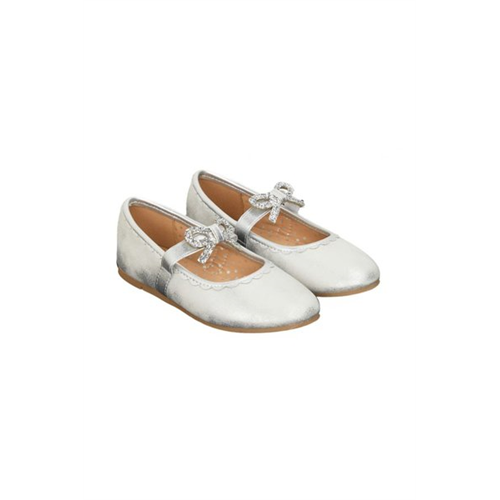 Mothercare Girls Silver Bow Ballerina Shoes /Silver First Walkers