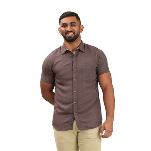 Azmorr Solid Color Basic Short Sleeves Shirt