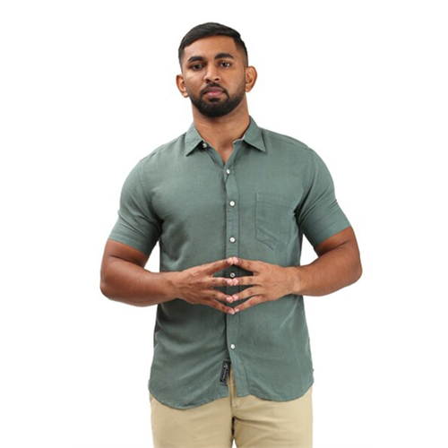 Azmorr Solid Color Basic Short Sleeves Shirt