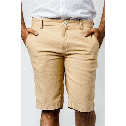 Azmorr Solid Color Linen Slim Fit Short