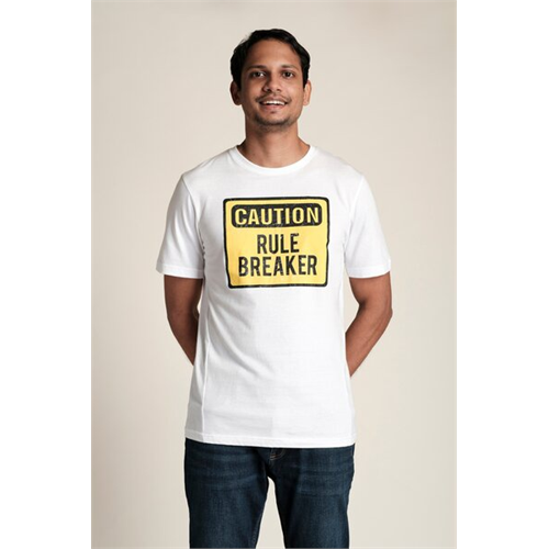 Liberation White Rule Breaker Crew Neck T-shirt