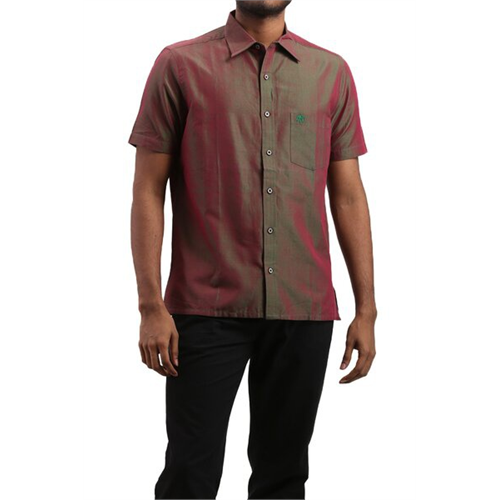 Luv SL Green Handloom Men's Short Sleeves Shirt