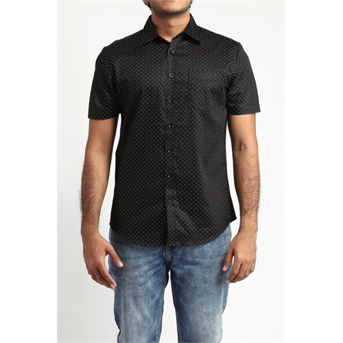 Odel Dotted Cotton Short Sleeves Slim Fit Shirt