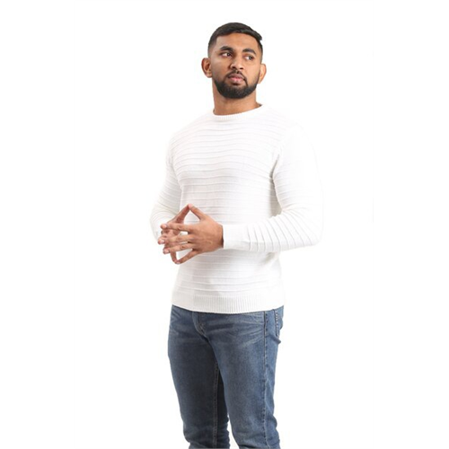 Odel White Round Neck Knitted Sweater