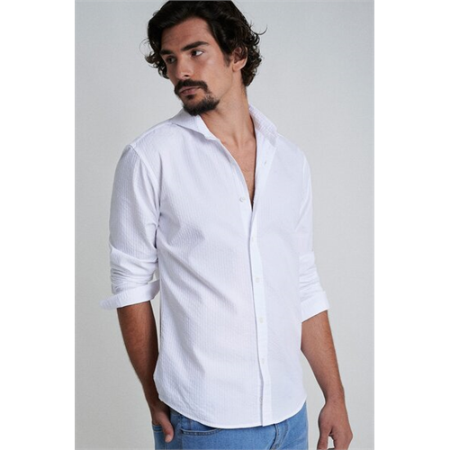 Sacoor Brothers Solid Color 100% Cotton Jaquard Men's Slim Fit Shirt