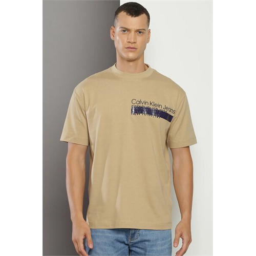 Calvin Klein Men's Beige Solid T-Shirt