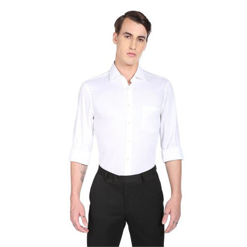 Calvin Klein Men's White Textured Regular Fit Shirt