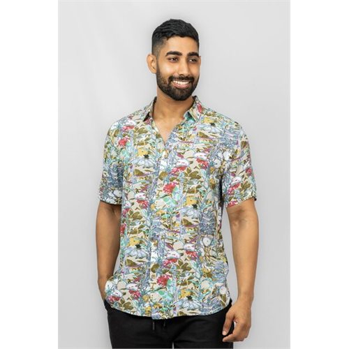 Coco Yellow Mens Printed Casual Shirt