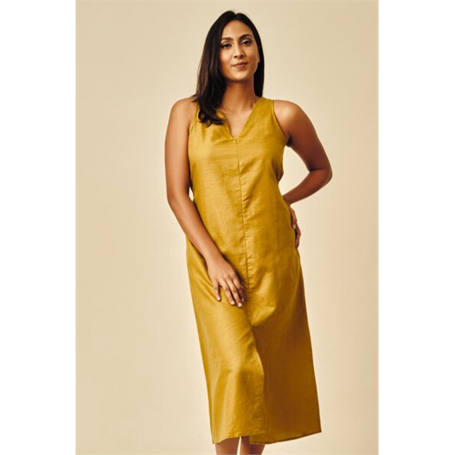 Cotton Collection Linen Olive Dress By Coco