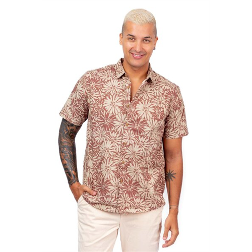 Cotton Collection Maroon Print Shirt By Coco