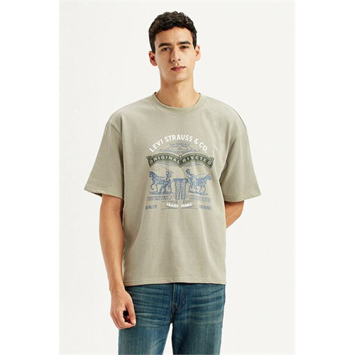 Levi's Men's Brand Logo Beige Loose Fit T-shirt