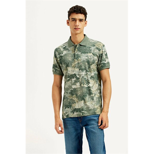 Levi's Men's Green Printed Slim Fit Polo