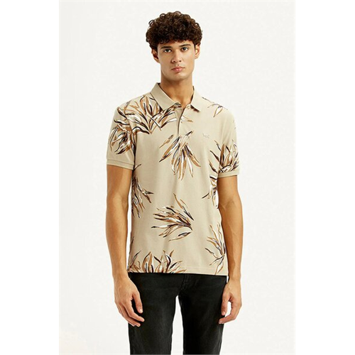 Levi's Men's Printed Beige Slim Fit Polo