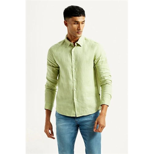 Levi's Men's Redloop Solid Light Green Slim Fit Linen Shirt