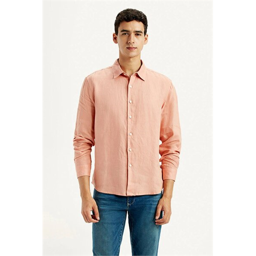 Levi's Men's Redloop Solid Peach Slim Fit Linen Shirt