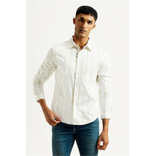 Levi's Men's Redloop Striped White Slim Fit Shirt