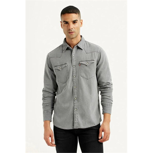 Levi's Men's Solid Grey Slim Fit Denim Shirt