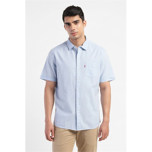 Levi's Men'S Solid Light Blue Spread Collar Shirt