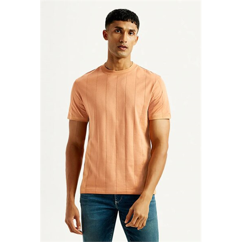 Levi's Men's Striped Peach Crew Neck T-shirt