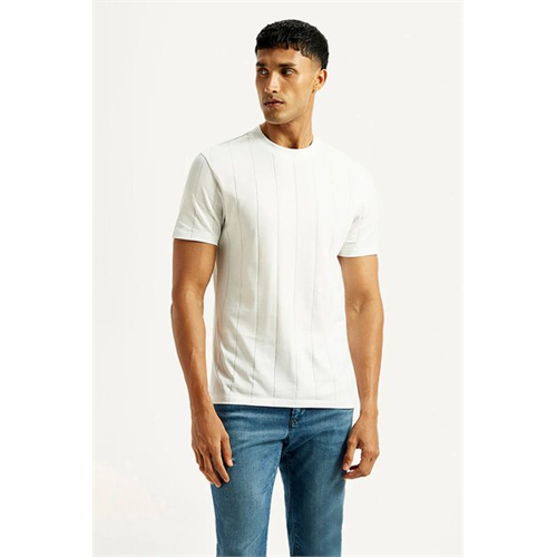 Levi's Men's Striped White Crew Neck T-shirt