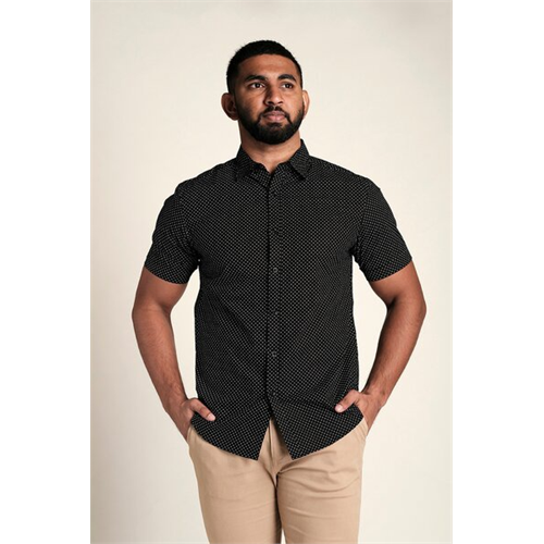 Odel Black Dotted Short Sleeve Shirt