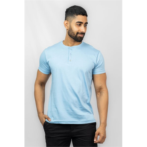 Odel Henley Solid T Shirt Blue