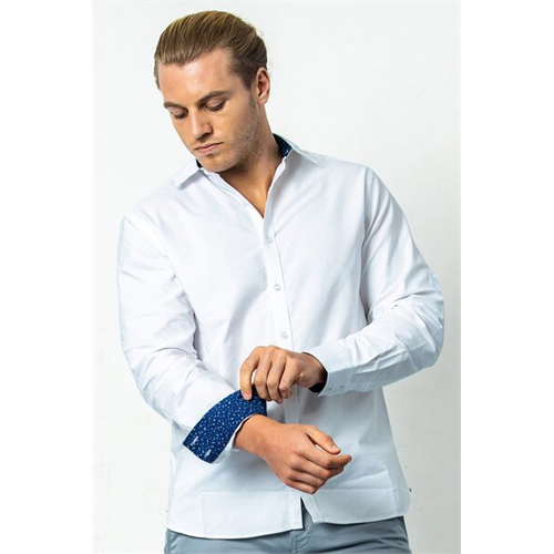 Odel Solid Color Cotton Long Sleeve Slim Fit Shirt