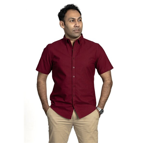 Odel Solid Color Cotton Short Sleeve Slim Fit Shirt