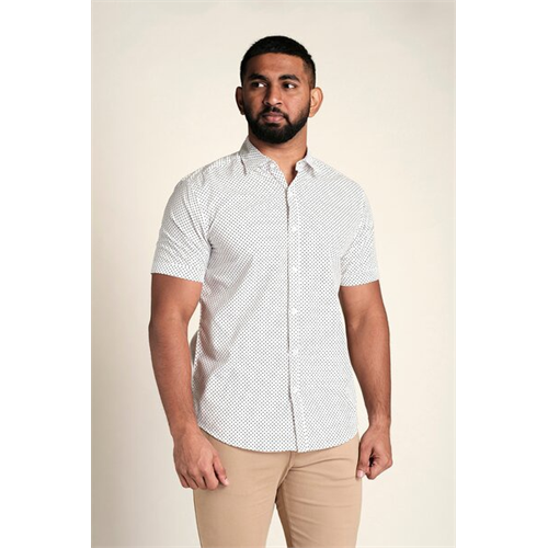 Odel White Dotted Short Sleeve Shirt