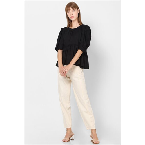 Only Solid Color Puff Sleeves Top