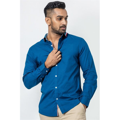 Premium Blue Slim Fit Long Sleeve Casual Shirt