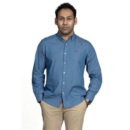 Premium Dotted Regular Fit Long Sleeve Chambray Shirt