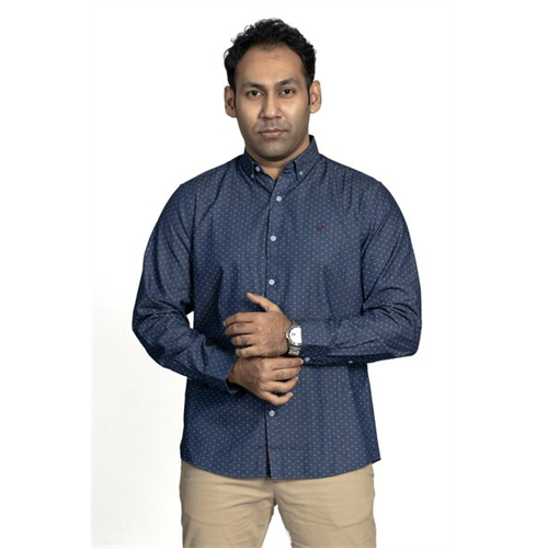 Premium Dotted Regular Fit Long Sleeve Chambray Shirt