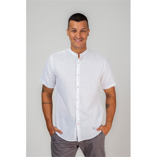Premium Linen Short Sleeve Chinese Collar Shirt