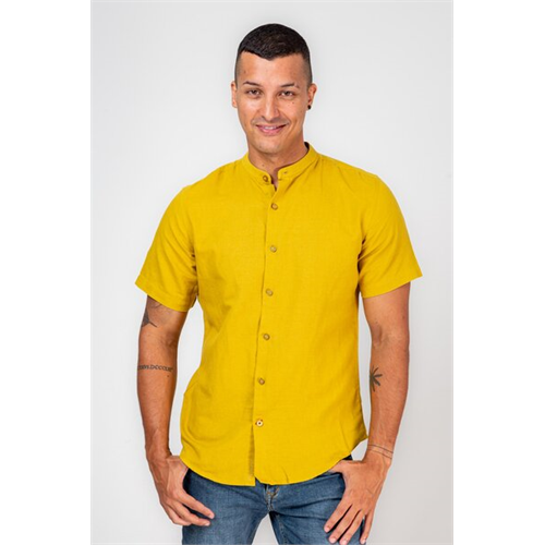 Premium Linen Short Sleeve Chinese Collar Shirt