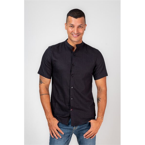 Premium Linen Short Sleeve Chinese Collar Shirt
