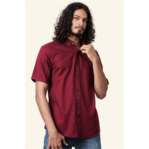 Premium Maroon Short Sleeve Button Down Shirt