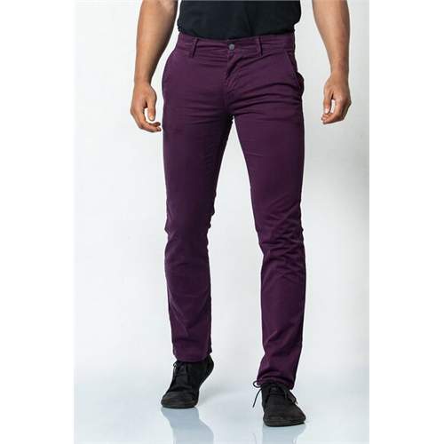 Premium Solid Colour Slim-fit Casual Chinos In Brushed Cotton