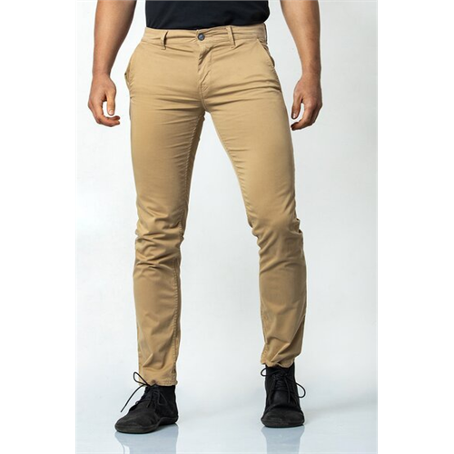 Premium Solid Colour Slim-fit Casual Chinos In Brushed Cotton