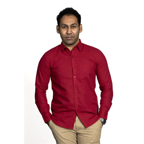 Premium Solid Linen Slim Fit Long Sleeve Shirt